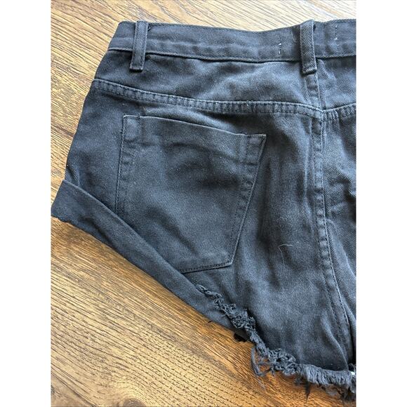 One Teaspoon Shorts 29 Bandits Black Denim - Picture 6 of 7